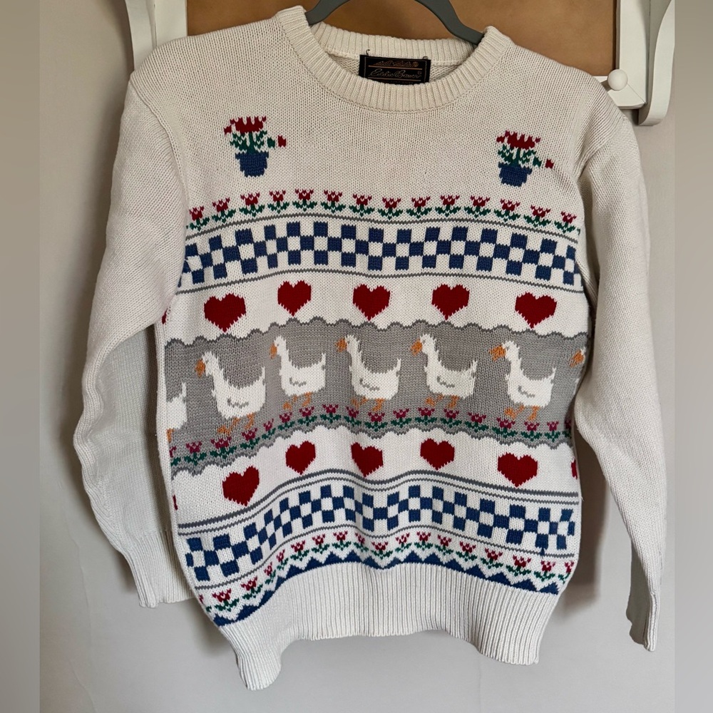 Eddie Bauer Cream Knit Sweater | Christmas sweater